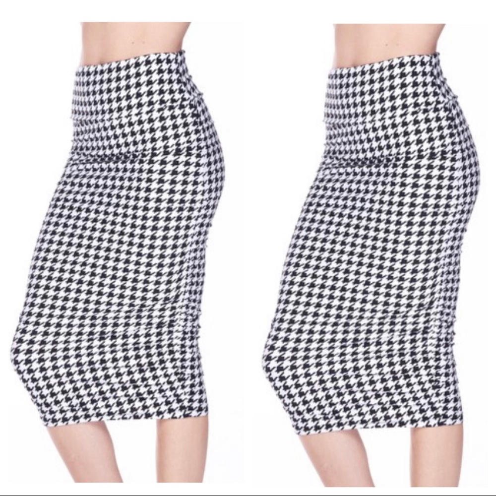 ✨LAST ONE✨HOUNDSTOOTH HIGH WAIST MIDI PENCIL SKIRT - Picture 4 of 4